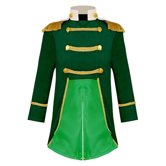 iiniim Kids Boy Prince Costume Tuxedo Tailcoat Jacket Halloween Party Pretend Play Cosplay Dress Up Green 18-24M