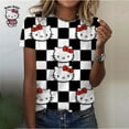 thumbnail image 3 of Ropa informal cómoda para mujer, camiseta negra para niña, camiseta informal con estampado de dibujos animados de Hello Kitty Kawaii, 3 of 5