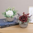 thumbnail image 6 of Red Rose in Pot Decor Potted Artificial Flowers Mini Plants Faux Flowers Indoor Small Decor Fake Roses for Home, Bathroom Kitchen Offices Wedding Party Centerpieces Blue, 6 of 8