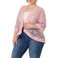 thumbnail image 4 of Agnes Orinda Women's Plus Size Valentines Day Lace Crochet Cardigan Casual 3/4 Sleeves Sheer Lightweight Summer Cover Up 2X Pink, 4 of 6