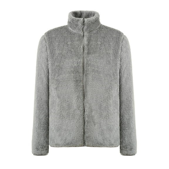 HOOMEUMY Mens Wool Blend Jacket Classic Solid Coat Stand Collar Jacket Thicken Design Casual Workout Long Sleeve Clothes Fashion 2025 Trendy Gray M
