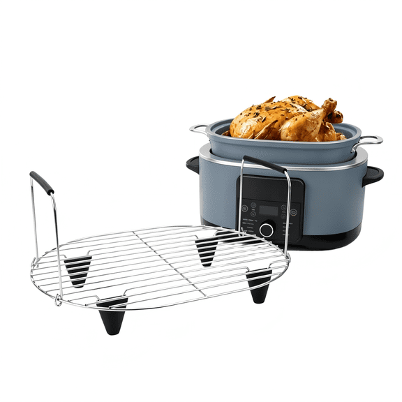 Stainless Steel Steamer Rack for Ninja Foodi Possible Cooker Pro 8.5 Qt - Fits MC1000, MC1001, MC1010, Silicone Feet and Handles, Dishwasher Safe