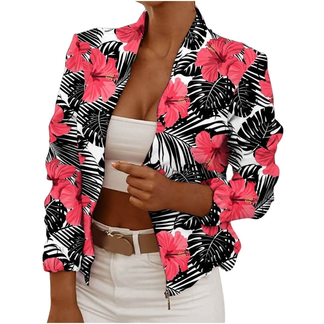 Chaquetas de manga larga para mujer, chaqueta cárdigan con cremallera frontal abierta sólida informal a la moda, abrigo con bolsillos Odeerbi ODB-2