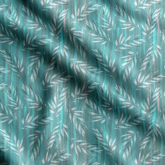 Soimoi Leaves Print,Cotton Poplin, Sewing Fabric Sold by The Yard 42 Inch Wide,Sewing Craft Quilting/Quilt Making Fabric, Dark Teal Green