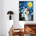 thumbnail image 3 of Siberian Husky Dog Art Canvas, Starry Night Van Gogh Oil Painting Art Print Poster Wall Decor Inspired Pomeranian Dog Pet Family Friend Peace, 3 of 4
