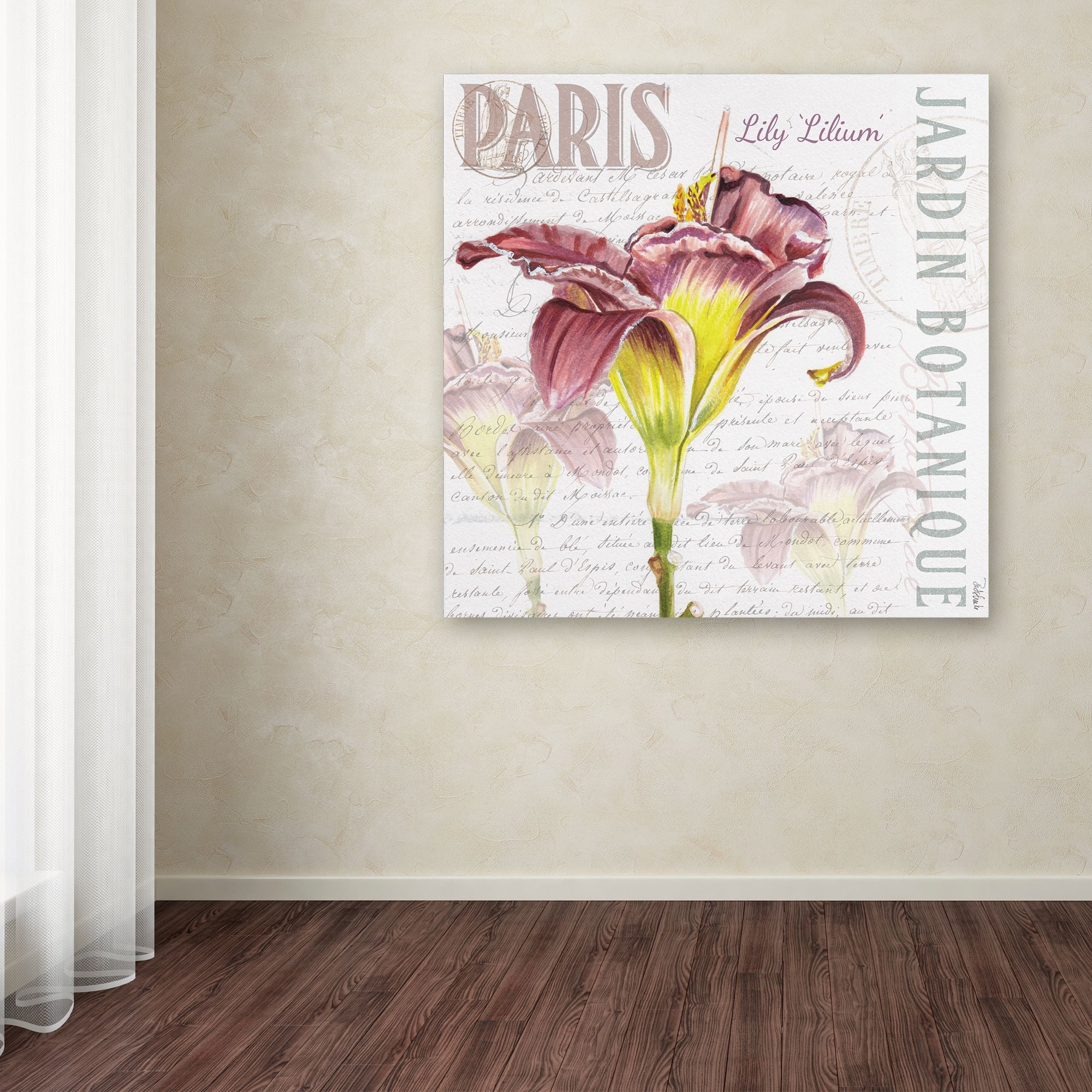 Trademark Fine Art "Paris Botanique Lily Burgundy" Canvas Art by Jennifer Redstreake