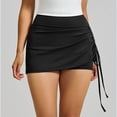thumbnail image 2 of Aihuaihua Tennis Skirts for Women Bodycon Casual Mini Skirts Adjust Drawstring Ruched Short Skirt Club Skirt Black XL, 2 of 6