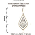 thumbnail image 5 of ALLISON ROSE ATELIER – Boho Dangle Earrings – Worn Gold Plating with Filigree Design Medallion in a Chandelier Shape – Long size 2.99” Length. Lightweight Bohemian Dangle Earrings for Women, 5 of 7