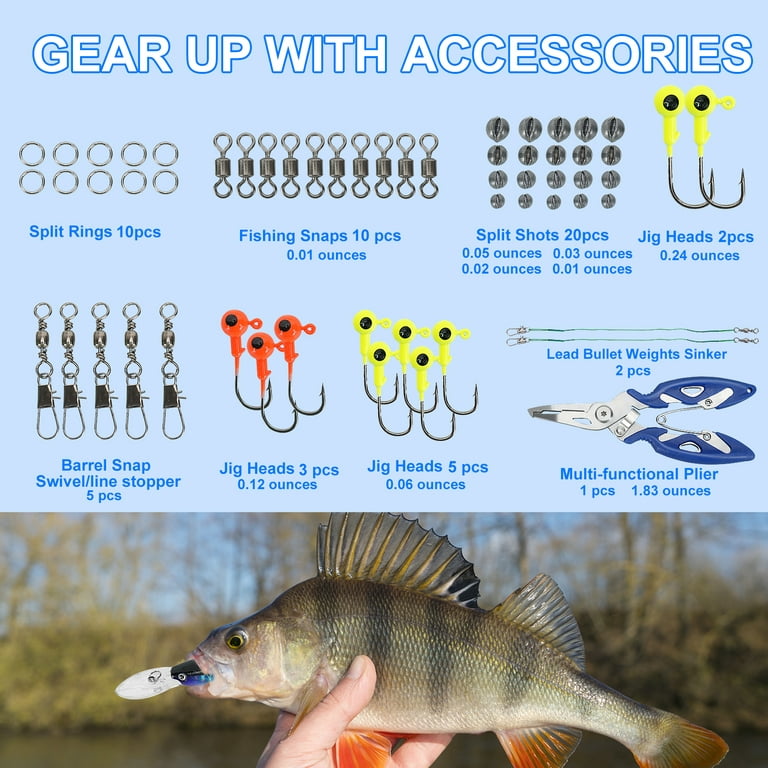 Fishing Lures Tackle Box Bass Fishing Baits Including Animated  Lure,Crankbaits,Soft Plastic Worms,Topwater Lures etc Saltwater &  Freshwater Fishing Gear Kit for Bass,Trout, Salmon. 