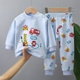 thumbnail image 2 of NIEWTR Toddler Baby Boy Clothes Color Block Pullover Sweatshirt Top Elastic Waist Joggers Pants 2Pcs Fall Outfit 2PC Long Sleeve Pajamas Set For 1t 2t 3t 4t ，6-12 Months, 2 of 4
