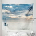 thumbnail image 1 of Nautical Tapestry, Sailing Yacht in the Morning Time on Tranquil Seascape Cloudy Sky Peaceful Marine Image, Fabric Wall Hanging Decor for Bedroom Living Room Dorm, 5 Sizes, Blue, by Ambesonne, 1 of 1
