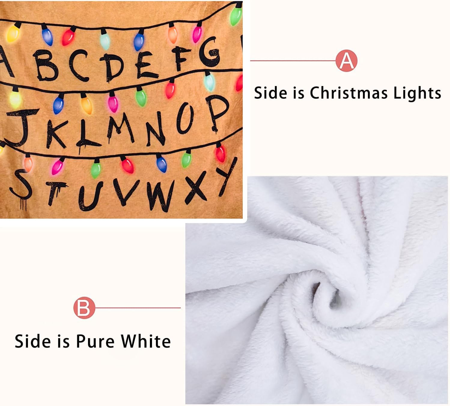 Stranger Throw Blanket Gifts Merchandise Christmas Lights Alphabet Blankets and Throws, 60 x 50 Inches