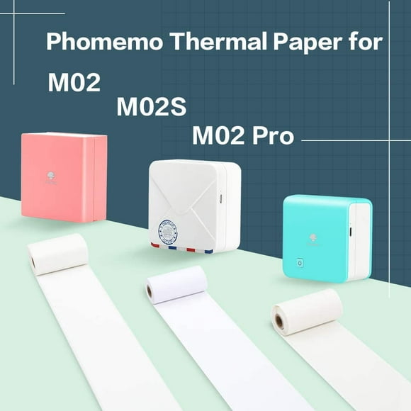 Phomemo Papier Thermique Autocollant Blanc, Papier Autocollant Imprimable Brillant pour Mobile de Poche Bluetooth Portable Phomemo