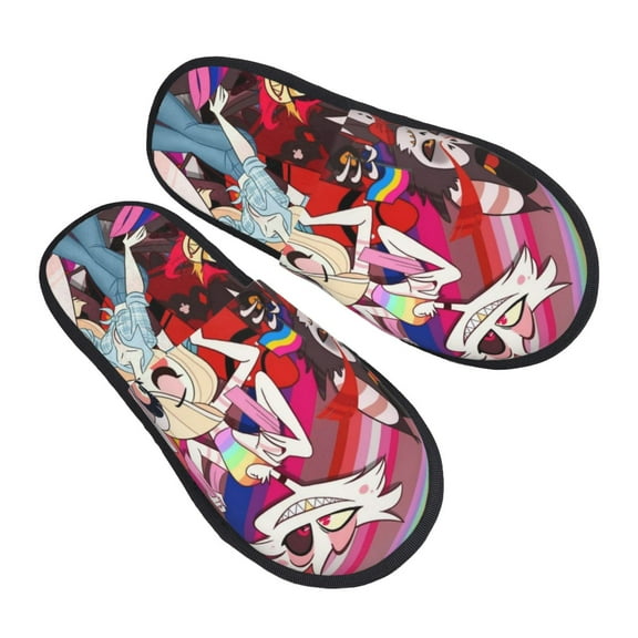 Hazbin Hotel Furry Slippers For Men Women Fuzzy House Slippers Winter Anti-Slip Indoor And Outdoor Slip On Shoes Medium