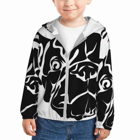 

Goofa Red Heart And Puppy Of Bulldog Printed Kids Zip-Up Hoodie Girls Boys UPF50+ Sun Protection Jacket Hooded Cooling Shirt-5 Years
