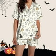 thumbnail image 4 of Yuncity Women Halloween Sleepwear Comfortable Round Neck Design With Decorative Pattern Fall Winter Casual Homewear Cute Pajama Sets White M, 4 of 7