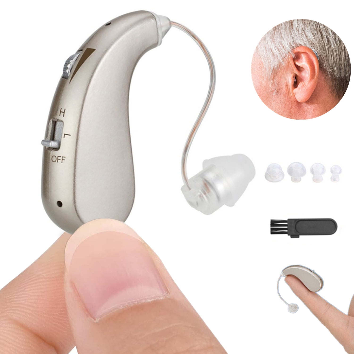 Aid for Seniors and Adults B23 High Power Loud Hearing Assistant Device with Noise Cancellation and Easy Operating Volume Control Wheel R&L Digital Hearing Amplifier 