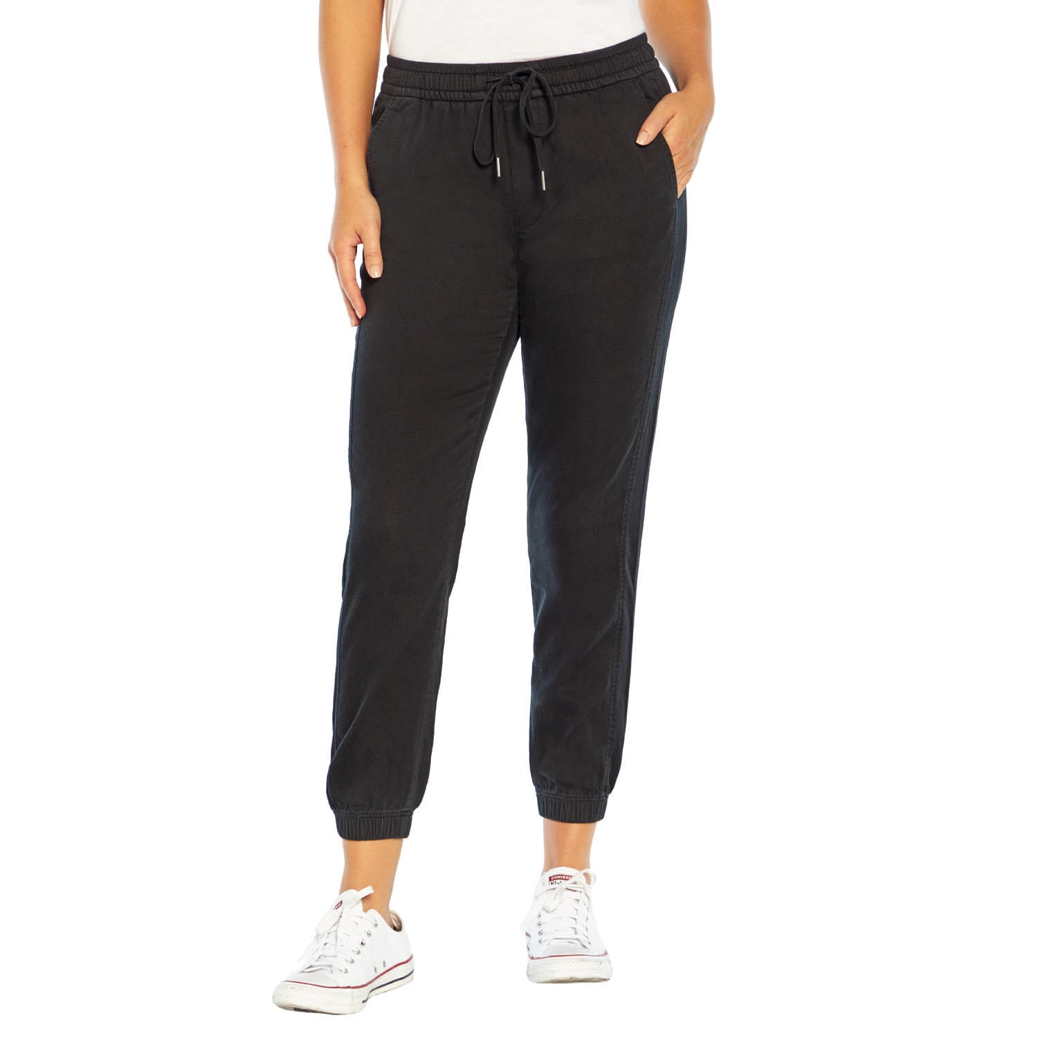 Gap Womens Twill Jogger (Washed Black, Large)