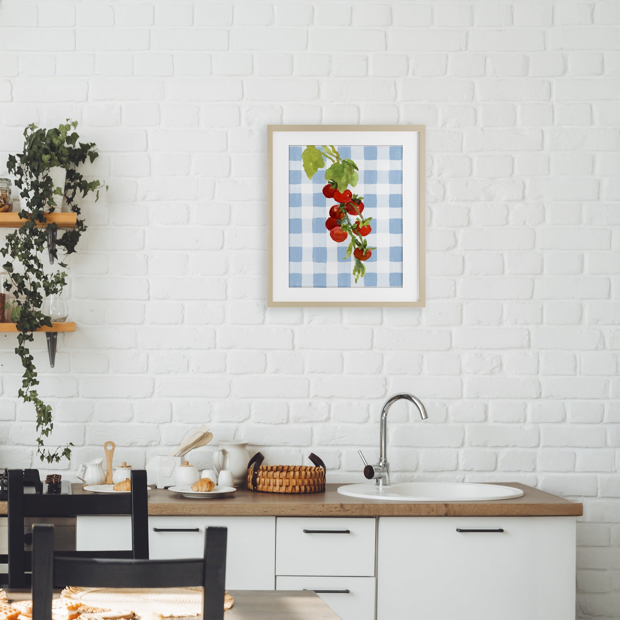 Stupell Industries Vine Ripe Tomatoes on Plaid Birch Framed Print Under Glass, design by Lanie Loreth