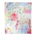 thumbnail image 1 of ASHLEIGH Throw Blanket Warm Cozy Print Flannel Watercolor Pegasus Pattern and Unicorn Pink Peony Flowers Clouds Comfortable Soft for Bed Sofa and Couch 50x60 Inches, 1 of 1