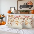thumbnail image 6 of Outdoor Waterproof Pillow Covers Autumn Flowers Orange Leaves Watercolor Throw Cushion Case，Vintage Letter Pillowcase for Bed,Sofa,Couch, Patio Furniture, 16x16 in, 2Pack Decorative Pillows, 6 of 9