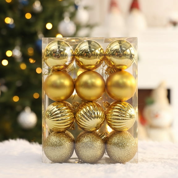 24-Pack Shatterproof Christmas Ornament Set, 5cm Plastic Hanging Balls for Xmas Tree, Window Display & Holiday Decoration Gold