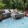thumbnail image 3 of SAFAVIEH Courtyard Floella Geometric Indoor/Outdoor Area Rug, Aqua/Grey, 6'7" x 6'7" Square, 3 of 9