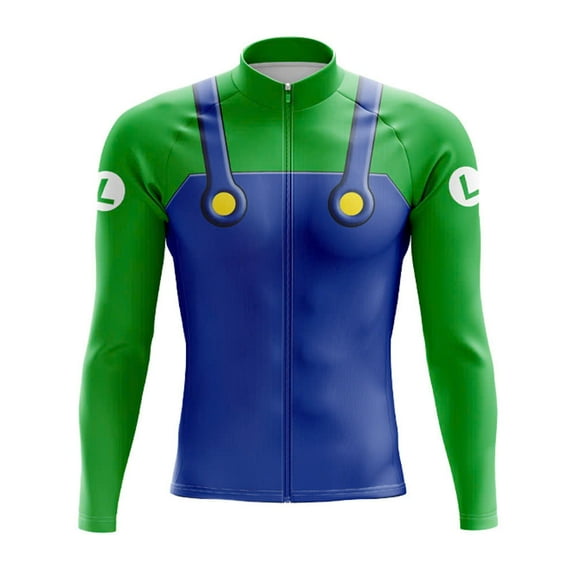 Green Blue Luigi Long Sleeve Cycling Jersey
