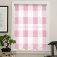 thumbnail image 4 of Pink Plaid Semi Sheer Curtains Drapes for Living Room, Bedroom, French Doors Window 63 Inches Long, Spring Farmhouse Buffalo Checkered Rod Pocket Chiffon Curtain Drapery Voile Draperies Panel, 4 of 6