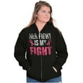 thumbnail image 4 of Breast Cancer Her Fight Pink Ribbon Womens Plus Size Graphic Zipper Hoodie Brisco Brands 3X, 4 of 5
