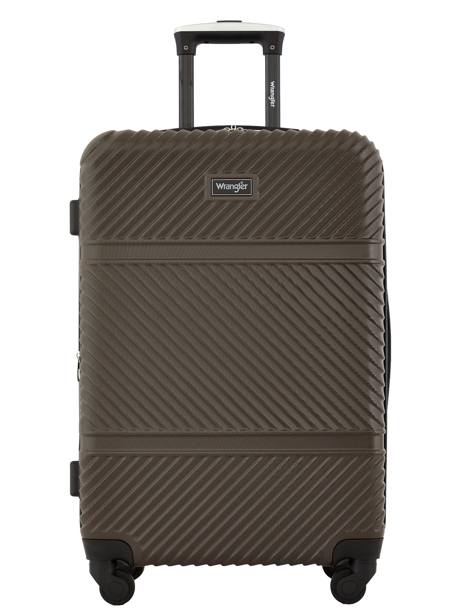 Wrangler 4 Piece Expandable Hardside Spinner Luggage Set with Packing Cubes, Brown