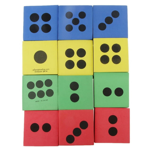 Docena de espuma para jugar dados, favores de de cumpleaños para niños, juguetes educativos de 2.5 pulgadas CUTICAT Dados espuma