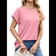 thumbnail image 3 of Camisetas Casuales Holgadas para Mujer, Camisetas de Verano de Corta con Cuello Redondo y Modernas Rosa XL, 3 of 10