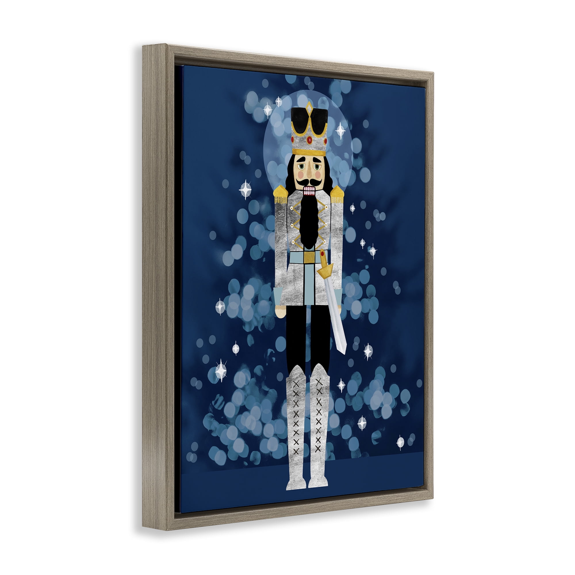Stupell Industries Seasonal Modern Nutcracker Holiday Painting Brown Floater Framed Art Print Wall Art, 17 x 21