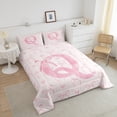 thumbnail image 4 of Erosebridal Initial Q Letter Bedding King Comforter Set, Cute Bowknot Love Down Comforter, Dreamy Princess Decor, Reversible, 4 of 7