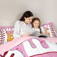 thumbnail image 5 of Erosebridal Personalized Letter E 7 Pieces Bedding Comforter Set For Girls,Baseball Ball Games Full Bedding Set For Kids,Reversible pink, 5 of 7