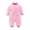 thumbnail image 2 of Utoimkio Newborn Infant Baby Romper Boy Girl Long Sleeve Floral Print One Piece Jumpsuit Winter Fleece Warm Outwear Clothes Pajamas Outfits for Kids 3-18M, 2 of 6