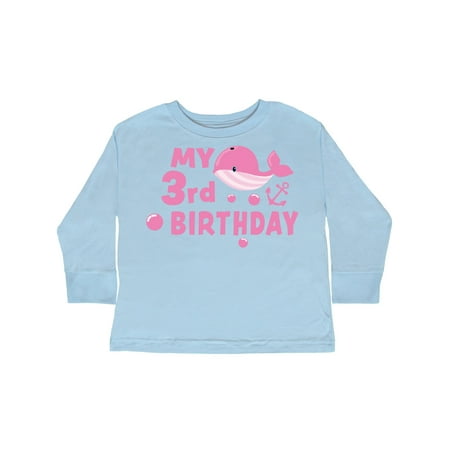 

Inktastic Nautical My 3rd Birthday with Pink Whale Gift Toddler Boy or Toddler Girl Long Sleeve T-Shirt