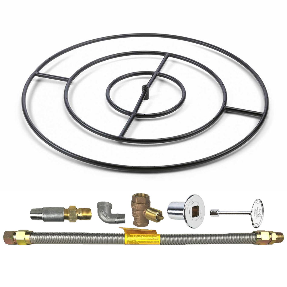 Spotix HPC Round Fire Pit Burner Kit, 36", Match Light, Steel, Propane