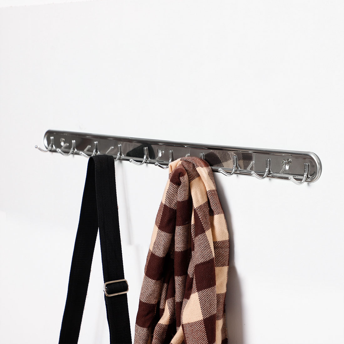 Unique Bargains Stainless Steel Towel Hat Coat 10 Hooks Wall Mount Rack Hanger