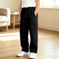 thumbnail image 2 of CONROSES Kids Boys Casual Pants Wide Leg Baggy Pant for Child Solid Elastic Waist Cozy Fall Winter Jogger Trousers with Pockets, 2 of 8