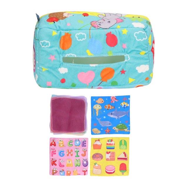 Juguete de caja de pañuelos de felpa, caja de pañuelos de juguete de felpa, caja de pañuelos sensorial, juguetes, caja de pañuelos para bebé, resistente y resistente