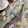thumbnail image 4 of Table Runner Pink Sheer Embroidered Floral Wildflower Design 1 Piece for Dining Room Party Cottagecore Home Decor, 4 of 8