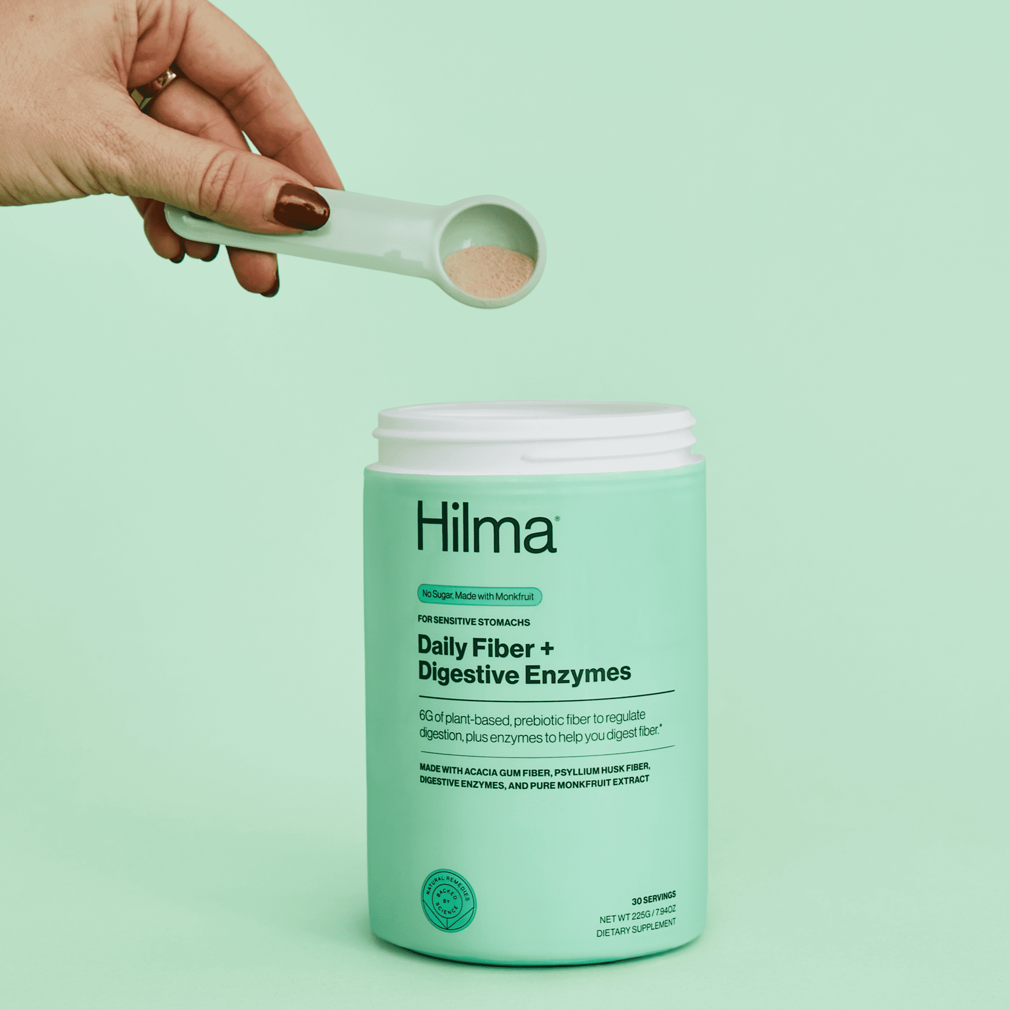 Hilma Daily Fiber + Digestive Enzymes Dietary Supplement Powder, Doctor Formulated, 30 Servings