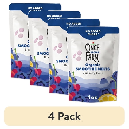 (4 pack) Once Upon a Farm Organic Smoothie Melts, Blueberry Burst, 1oz Bag