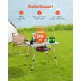 thumbnail image 3 of Folding Camping Table Portable Lightweight Aluminum Adjustable Height Roll Up Side Table with Mesh Top and Carry Bag for Outdoor BBQ Tailgating Picnic Travel Silver, 3 of 6