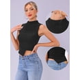 thumbnail image 2 of DARING DIVA Women's Glitter Mock Neck Sleeveless Asymmetrical Hem Outfit XS Black, 2 of 6