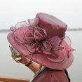 thumbnail image 5 of KEINXS Elegant Lady Wide Brim Flower Sun Hat Women Wedding Tea Party Church Travel Cap, 5 of 8