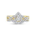 thumbnail image 2 of 10kt Yellow Gold Round Diamond Teardrop Bridal Wedding Ring Band Set 1/2 Cttw, 2 of 4