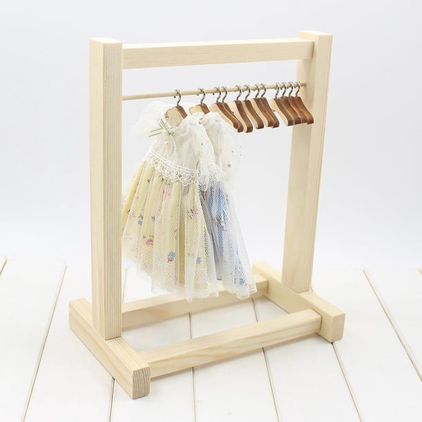 Estante para Colgar Ropa de Muñeca de Montaje de Bricolaje con 10 Piezas de Perchas, Perchero Organizador de Ropa para Articuladas con D Hugo Percha de ropa de muñeca